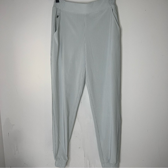 Athleta Brooklyn Striped Light Green Joggers - Picture 3 of 7